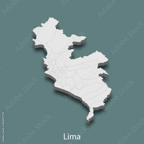 3d isometric map of Lima is a city of Peru