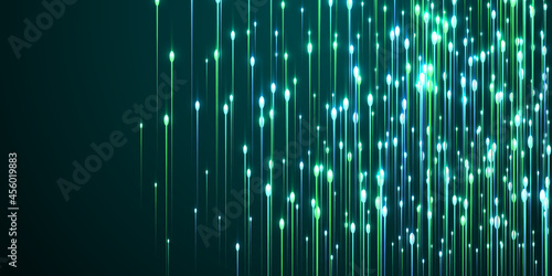 Digital glowing line beams fiber optics vector.