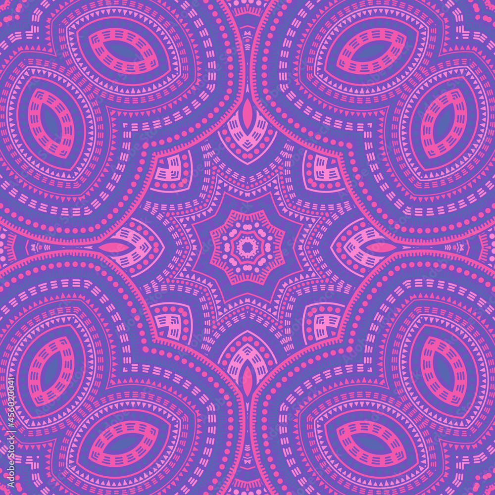Ottoman ethnic geometric vector seamless motif. Batik patchwork design. Delicate dutch pattern. Floor print design. Circles and lines composition. Ottoman ethnic geometric vector seamless motif. Batik patchwork design. Delicate dutch pattern. Floor print design. Circles and lines composition.