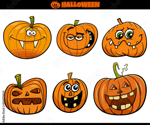 cartoon Halloween pumpkins or Jack'o'lantern set