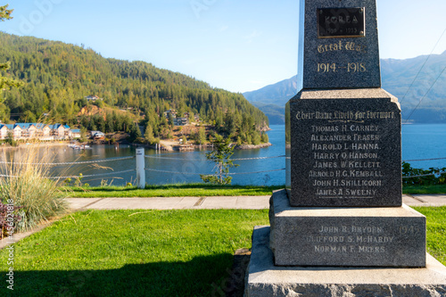 This obelisk celebrates the courage and sacrifice of citizens of Kaslo that died in the World War 1. It is found in Kaslo, British Columbia, Canada photo