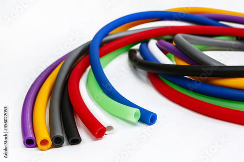 Multi-colored rubber hoses for use in the form of hookah pipes