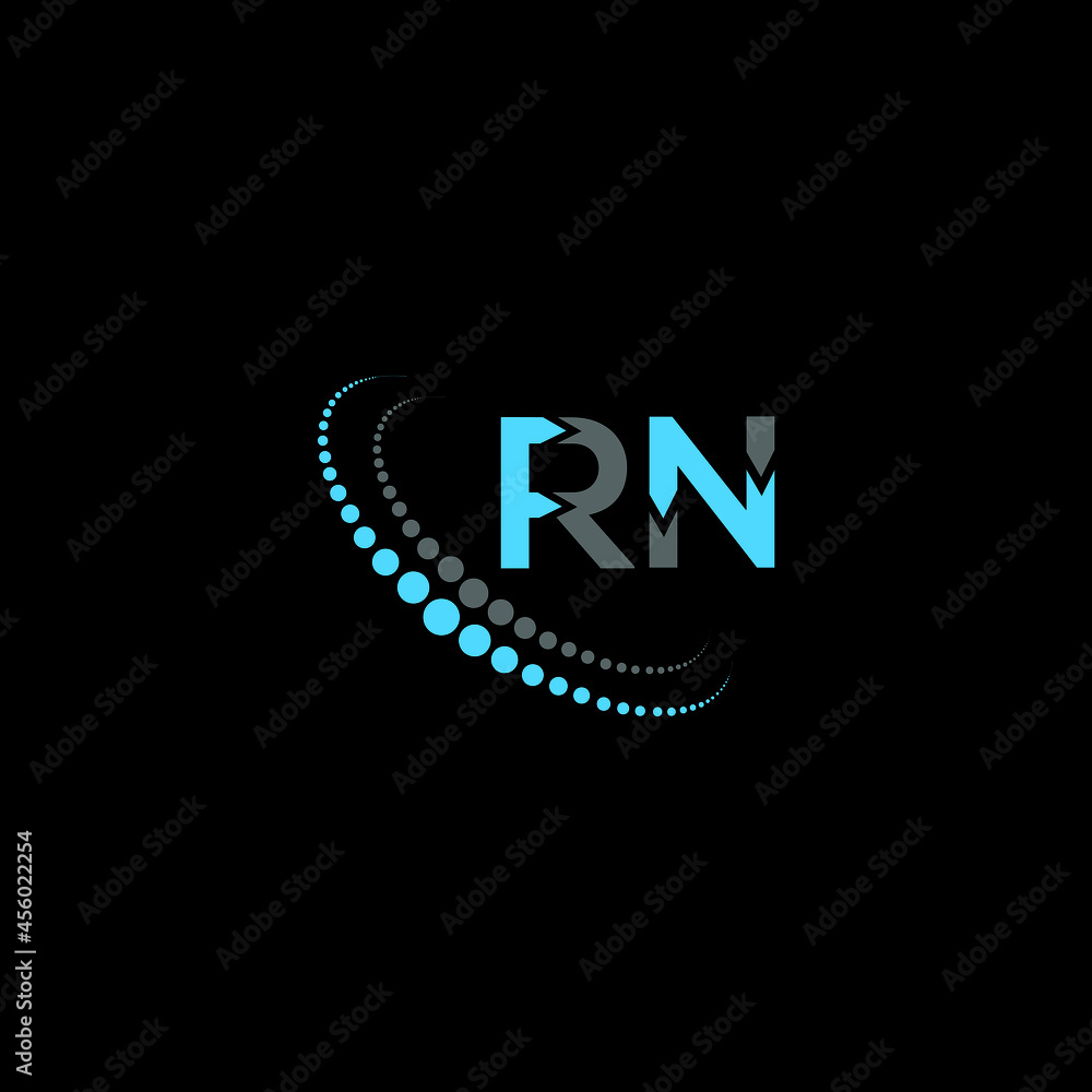 RN letter logo abstract design. RN unique design, RN letter logo design on  black background. RN