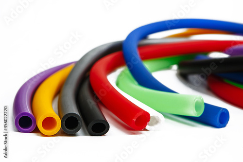 Multi-colored rubber hoses for use in the form of hookah pipes