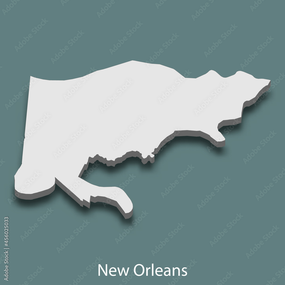 3d isometric map of New Orleans is a city of United States