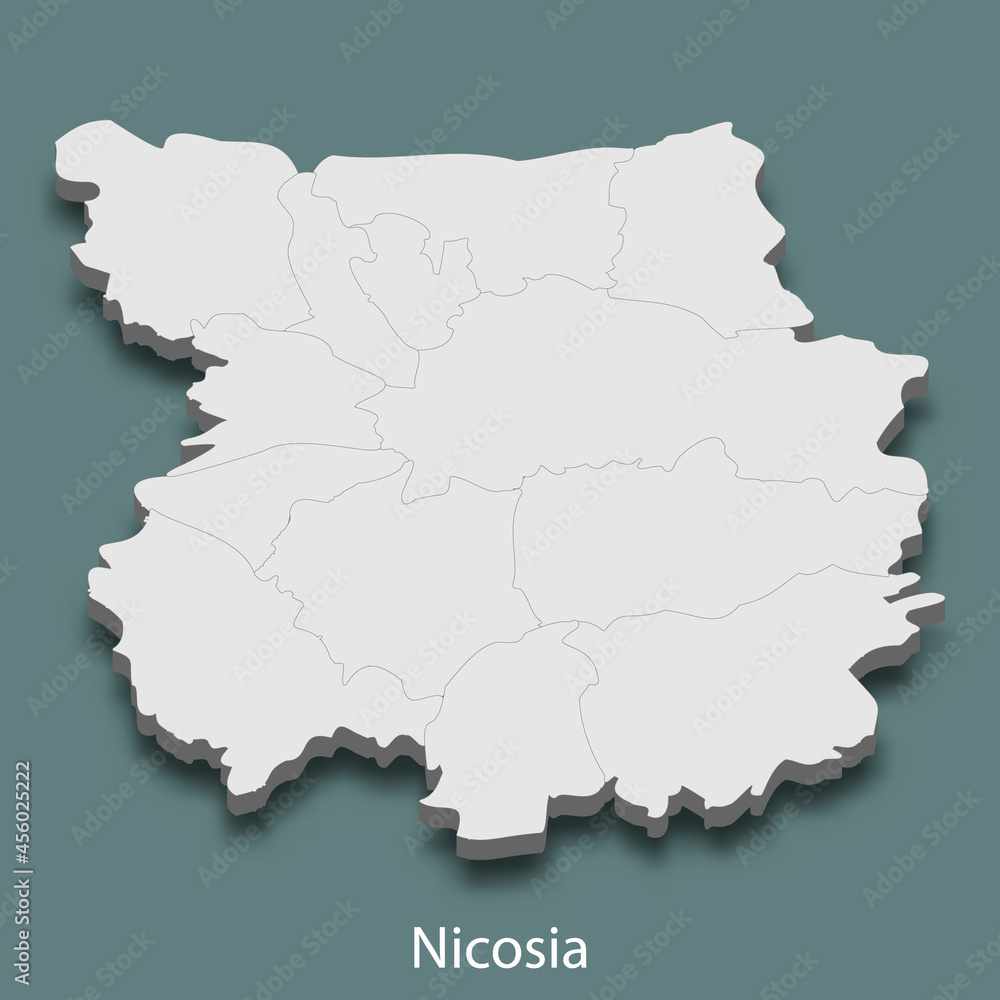 3d isometric map of Nicosia is a city of Cyprus