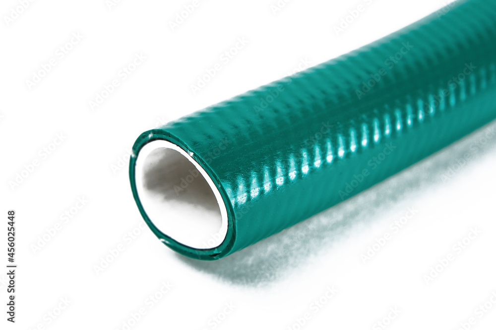 The cut tip of the rubber hose, on a white background The cut tip of the rubber hose, on a white background