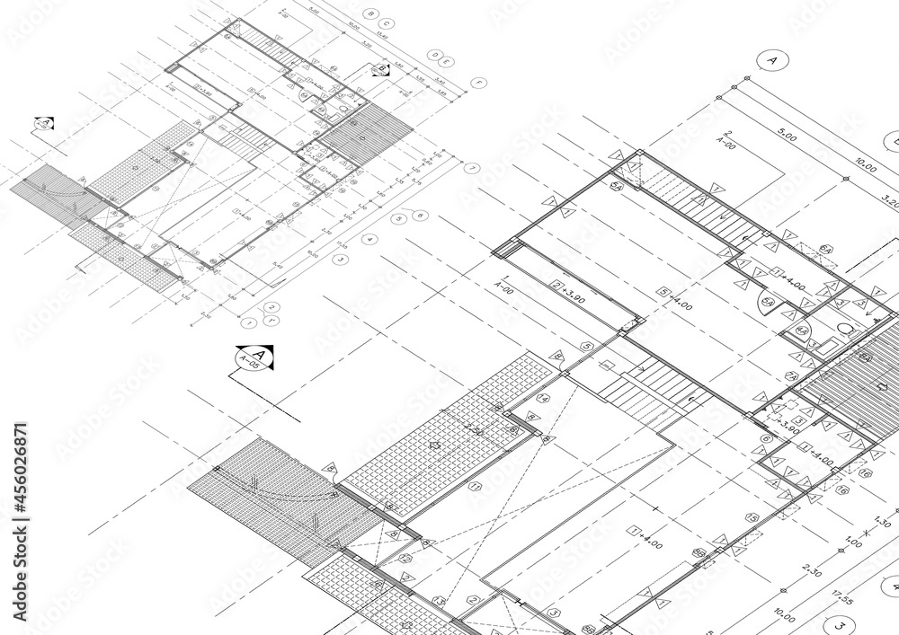 Floor plan designed building on the drawing. Floor plan designed building on the drawing.
