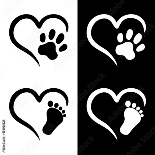 Baby on Board Foot and Heard | Dog on Board Paw and Heart | Decal |Plot 