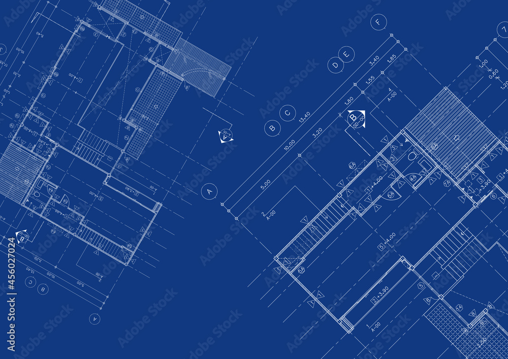 Floor plan designed building on the drawing. Floor plan designed building on the drawing.