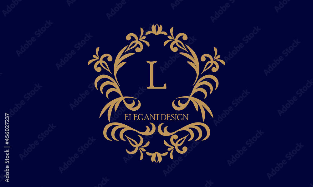 Exquisite monogram template with the initial letter L. Logo for cafe, bar, restaurant, invitation. Elegant company brand sign design.