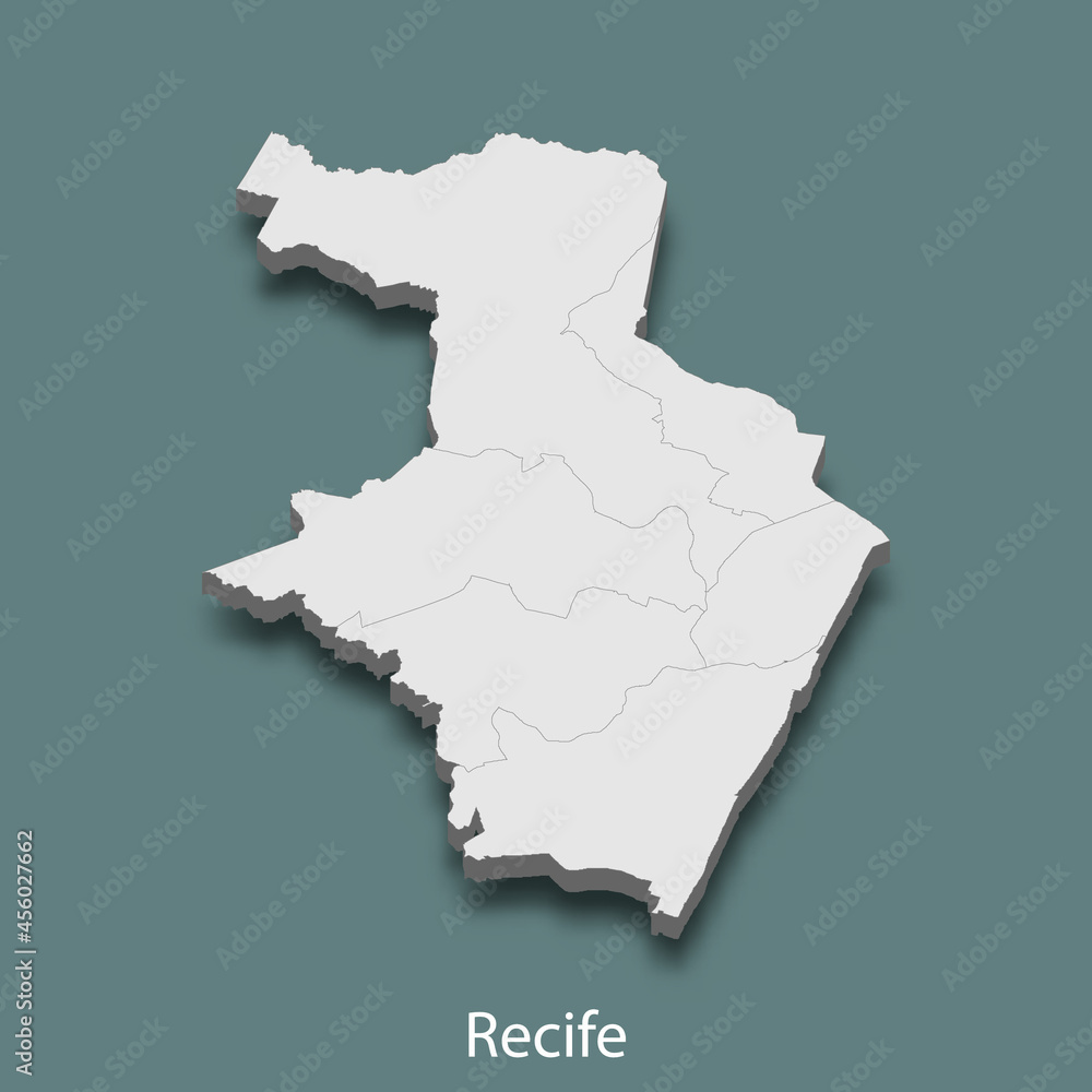 3d isometric map of Recife is a city of Brazil