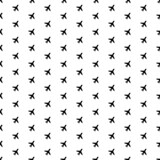Square seamless background pattern from geometric shapes. The pattern is evenly filled with big black plane symbols. Vector illustration on white background