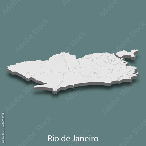 3d isometric map of Rio de Janeiro is a city of Brazil