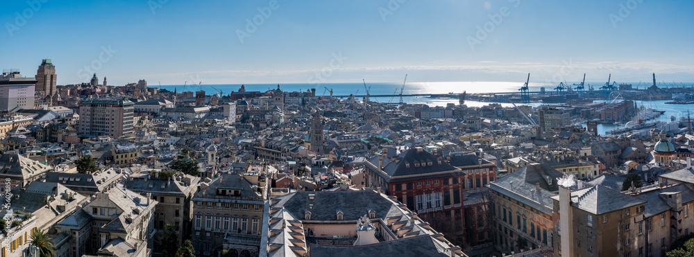 Italy. Liguria. Genoa. The roofs of the old town