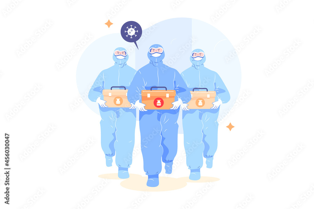 Doctor holding vaccination box Illustration concept. Flat illustration isolated on white background. Doctor holding vaccination box Illustration concept. Flat illustration isolated on white background.