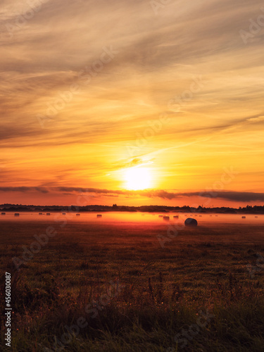 vernebelter Sonnenaufgang