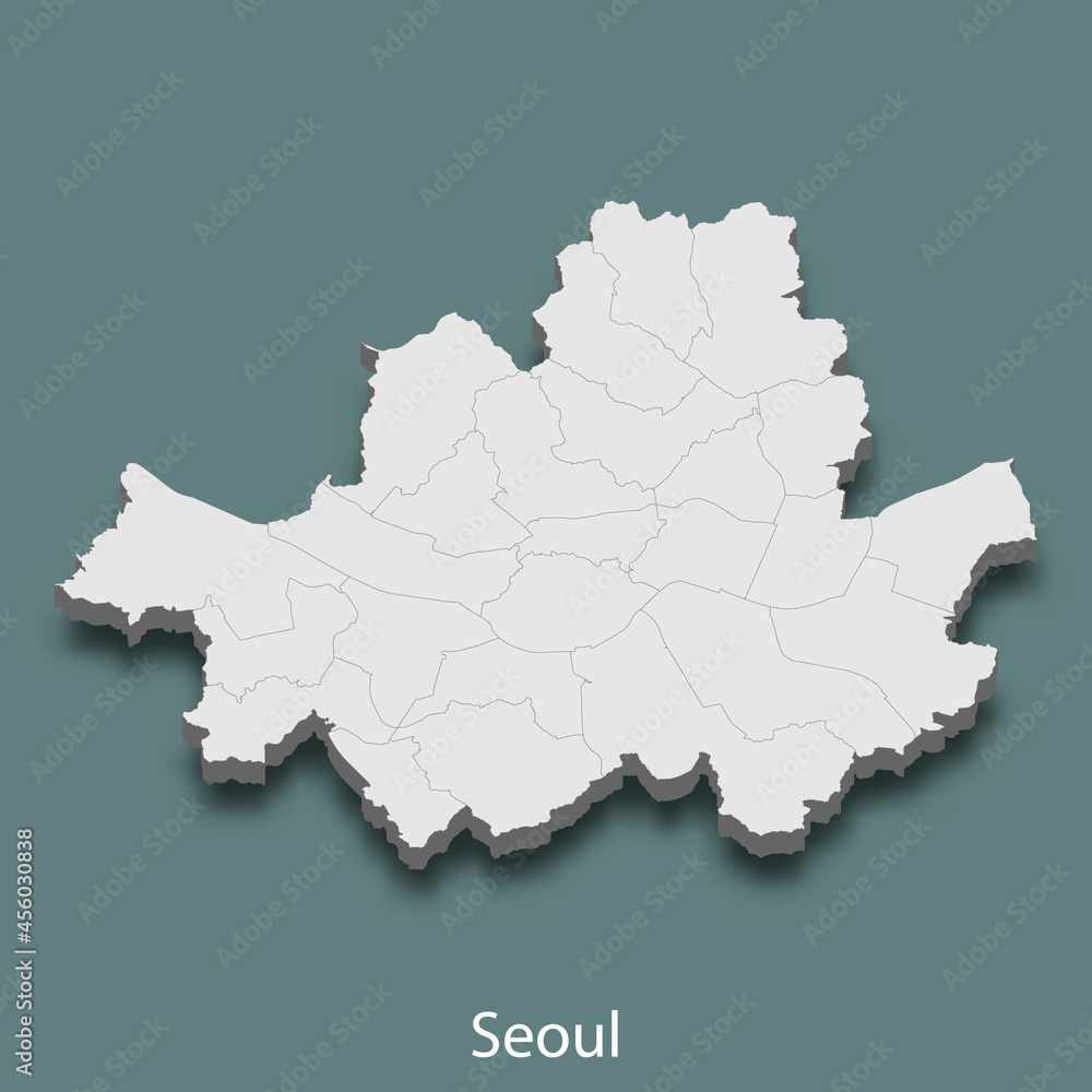 3d isometric map of Seoul is a city of Korea