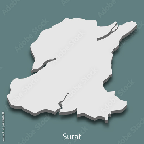 Fényképezés 3d isometric map of Surat is a city of India