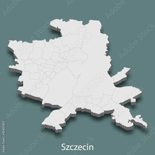3d isometric map of Szczecin is a city of Poland