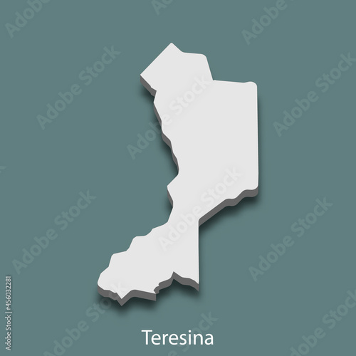 3d isometric map of Teresina is a city of Brazil photo