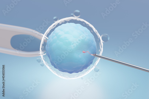 Wallpaper Mural Ovum with needle for artificial insemination or in vitro fertilization. 3D Illustration Rendering. Torontodigital.ca