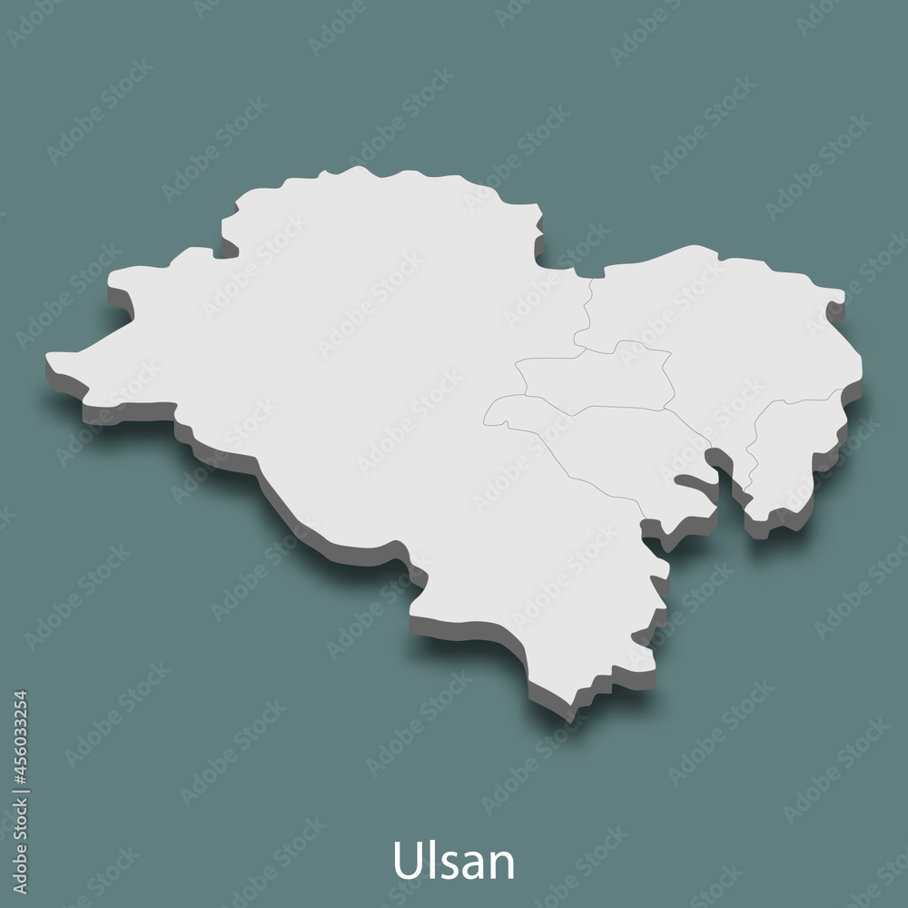 3d isometric map of Ulsan is a city of Korea