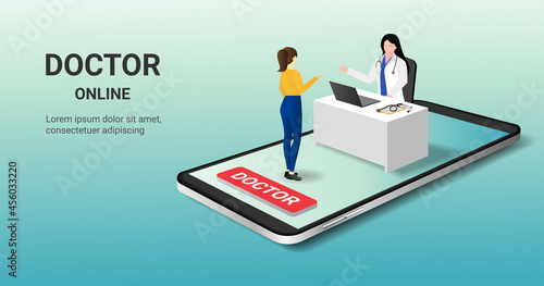 smartphone screen with female therapist and  patient. Online doctor, online medical consultation, tele medicine, Online healthcare and medical consultation. Digital health concept. 3D vector