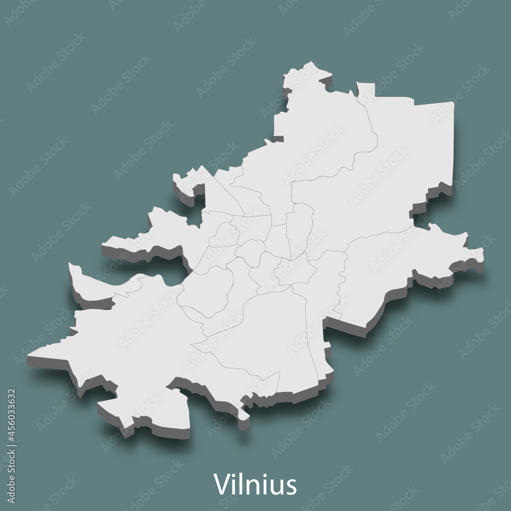 3d isometric map of Vilnius is a city of Lithuania