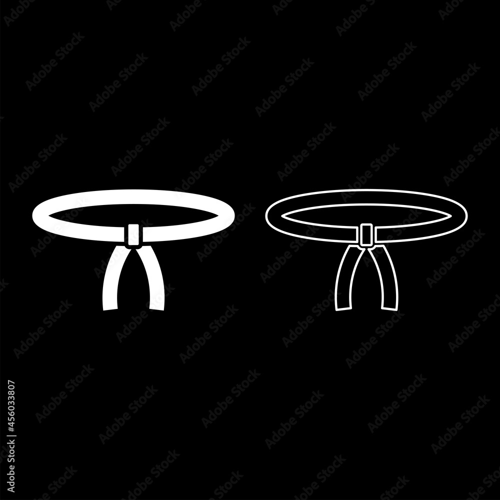 Belt Oriental combat sport Waistband Clothing of fighter karate judo icon white color vector illustration flat style image set Belt Oriental combat sport Waistband Clothing of fighter karate judo icon white color vector illustration flat style image set