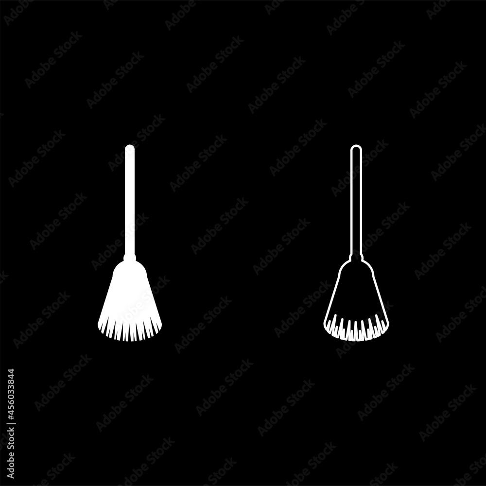 Broom Besom made from twigs Tool for cleaning Sweep concept Panicle Halloween accessory icon white color vector illustration flat style image set Broom Besom made from twigs Tool for cleaning Sweep concept Panicle Halloween accessory icon white color vector illustration flat style image set