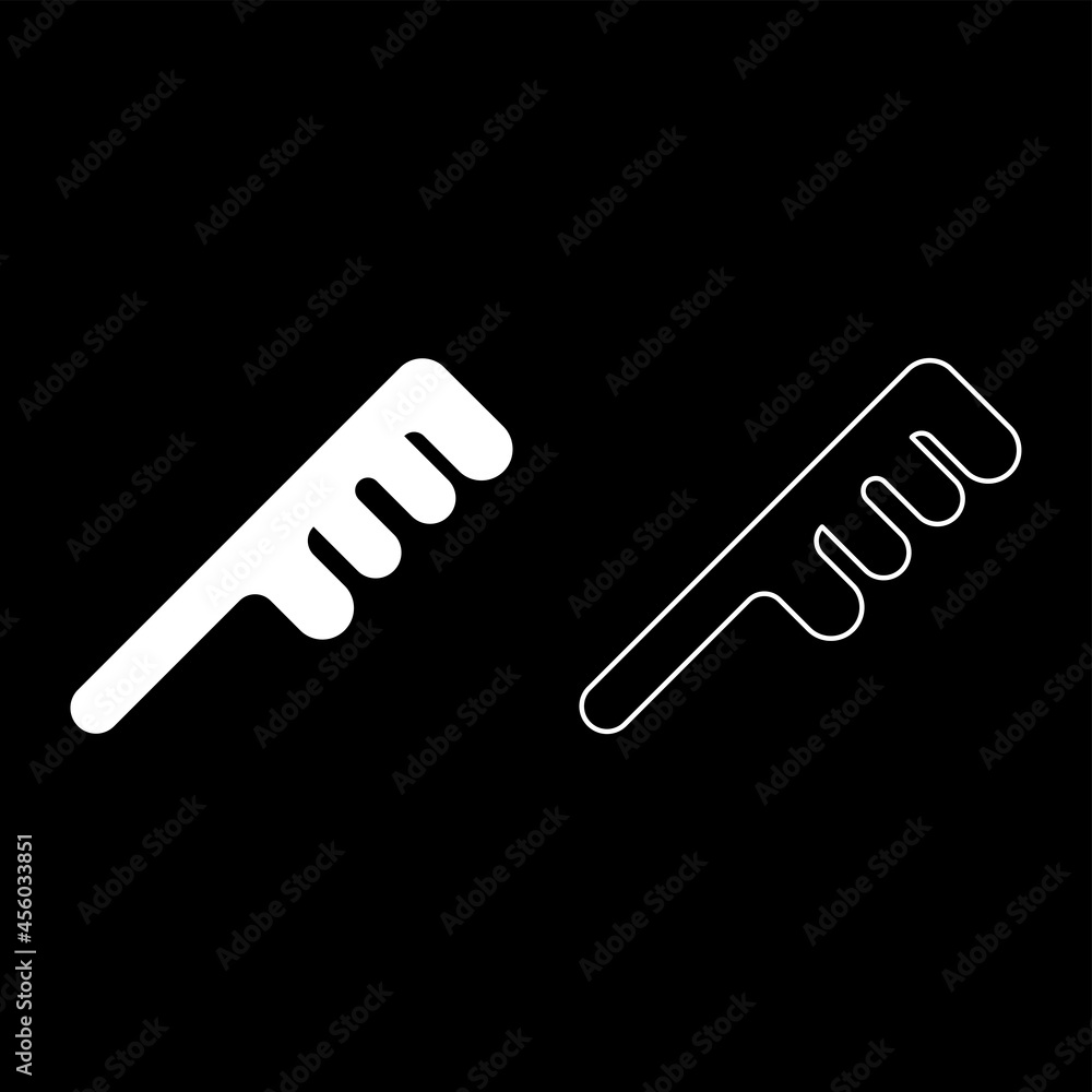 Comb for hair Barber accessory Barbershop combing Hairbrush icon white color vector illustration flat style image set