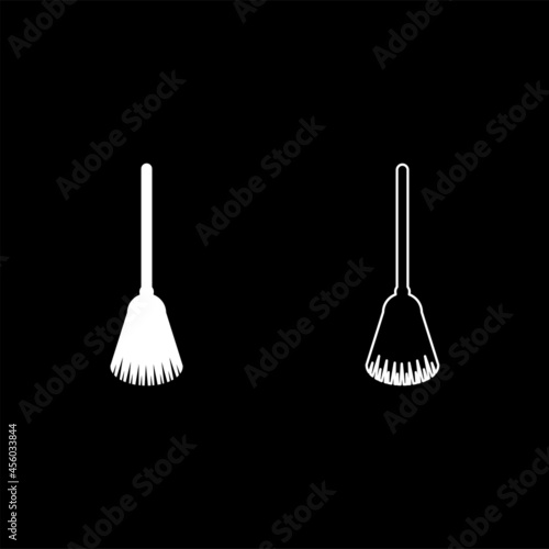 Broom Besom made from twigs Tool for cleaning Sweep concept Panicle Halloween accessory icon white color vector illustration flat style image set