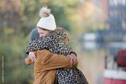 Happy young couple hugging