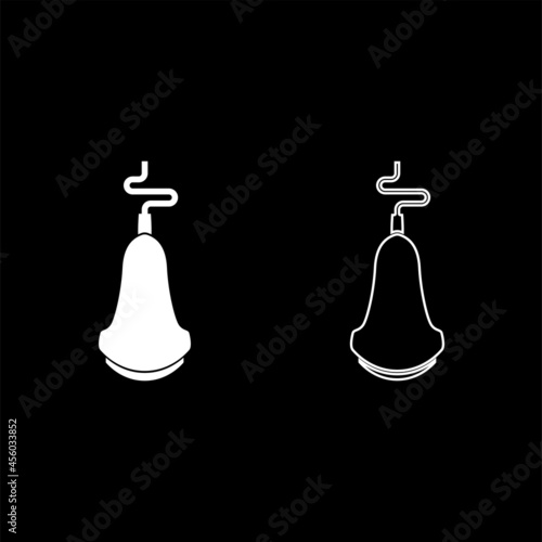 Ultrasound scanner Medical scanning diagnostic equipment echograpy Sonogram Ultrasonic research device icon white color vector illustration flat style image set