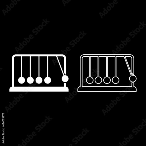 Cradle Newton Metal metronome Newton's balance equipment Relax motion Balancing balls Pendulum icon white color vector illustration flat style image set
