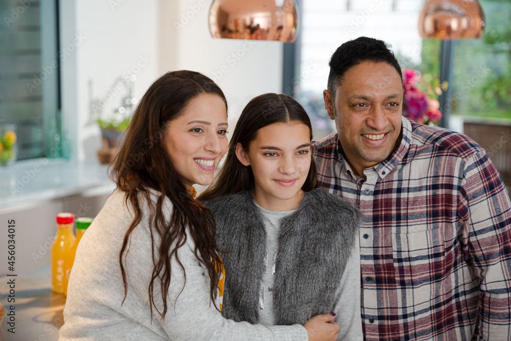 Portrait happy family in kitchen Portrait happy family in kitchen