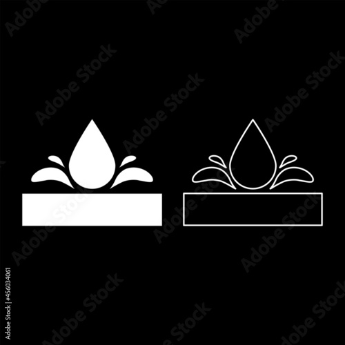 Waterproof Water resistant surface Drop pushing out foundation impermeable fabric wet protection Hydrophobic material icon white color vector illustration flat style image set