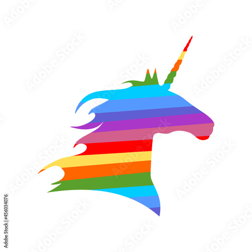 Colorful unicorn icon isolated on white background