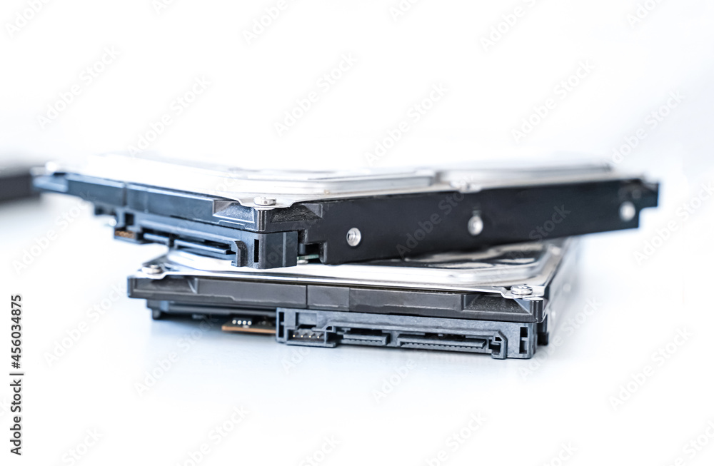 hdd on isolated background close-up side view, data storage medium hdd on isolated background close-up side view, data storage medium