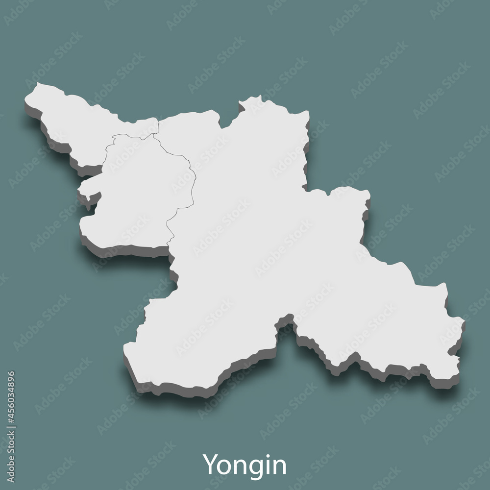 3d isometric map of Yongin is a city of Korea