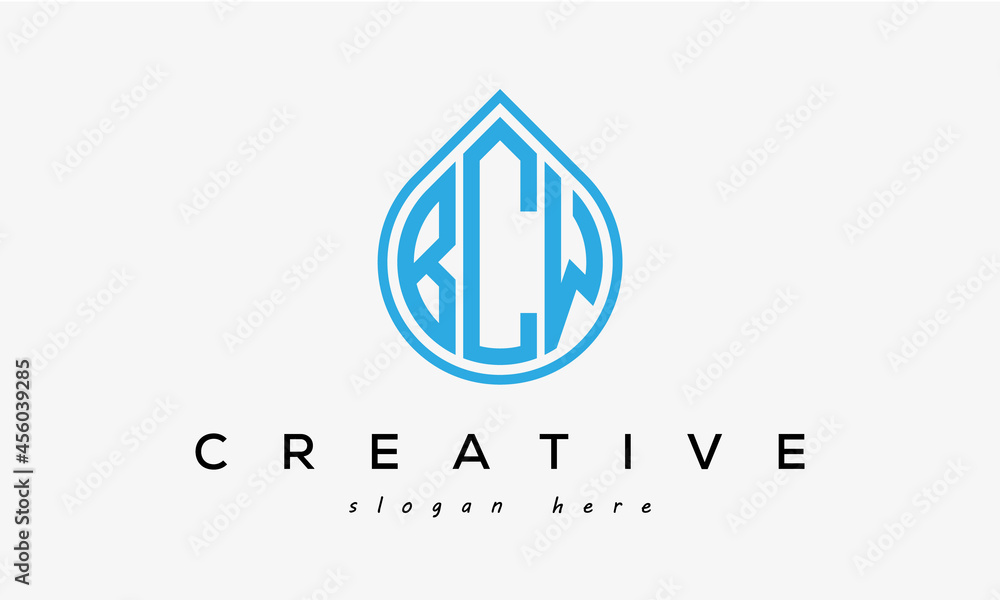 Water drop letters BCW logo initial template vector vector de Stock | Adobe  Stock