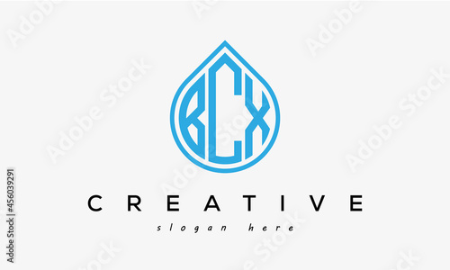 Water drop letters BCX logo initial template vector