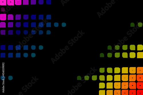 Polygonal elements of light shapes. Gradient colors on black background.