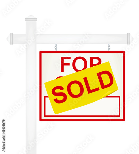 Sign for sale with sold notice. vector illustration