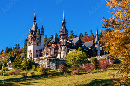 Peles castle in autumn in Sinaia  Romania