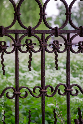 antique, rusty, shaped metal grating