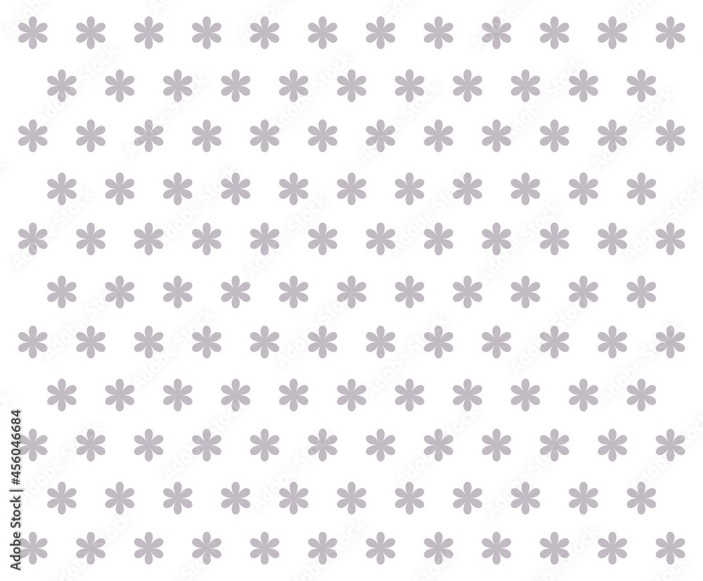 Seamless abstract modern pattern with purple flowers on white background, simple banner, design for decoration, wrapping paper, print, fabric or textile, lovely card, vector illustration