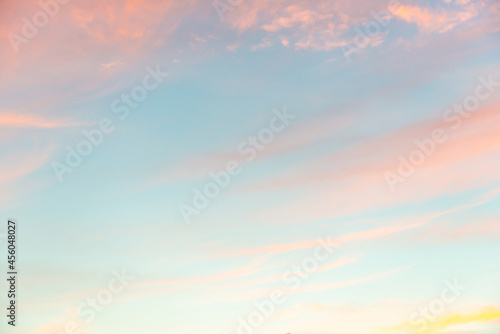 Sunset or morning sunrise sky with sunset clouds, nature spring sunset background