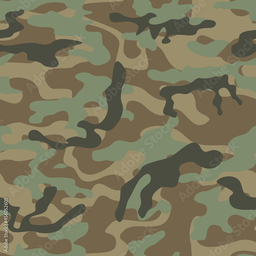 Abstract forest texture camo, army uniform, stylish print. EPS